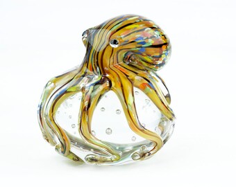 I-DO-CARE Octopus Handmade Glass Figurines Murano Glass Blowing Artwork Glass Blown Crystal Animal Collectibles Decor Octopus Gifts Statue I-DO-CARE Octopus Handmade Glass Figurines Murano Glass Blowing Artwork Glass Blown Crystal Animal Collectibles Decor Octopus Gifts Statue