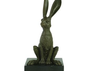 Bronze Hare Sculpture by Milo Animal Art Statue Bronze Sitting Hare Sculpture Hunting Decoration Bronze Animal Statue Hunting Sculpture