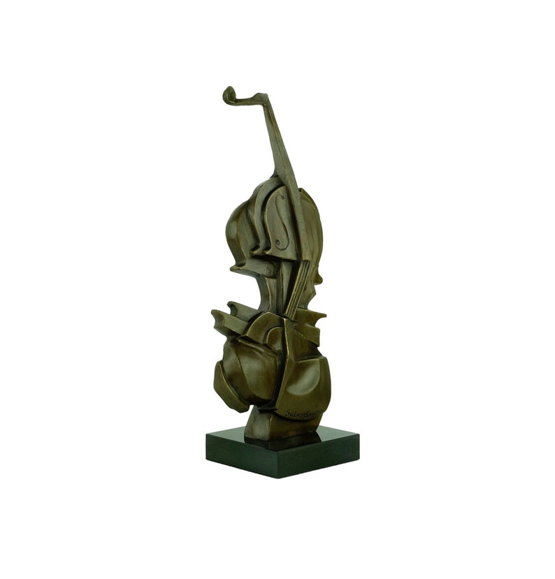 Sculpture de violon en bronze dans le style de Salvador Dali Statue d'art contemporain Cadeau pour joueur de violon Sculpture en bronze abstraite Sculpture en musique image 1