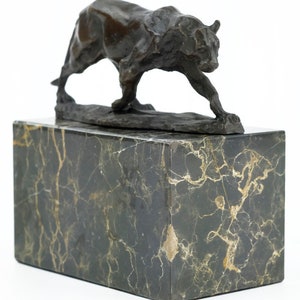 Statue de panthère en bronze Figurine d'art animalier Sculpture de panthère en bronze Statue de panthère de chasse Sculpture d'art animalier en bronze Sculpture animalière image 4