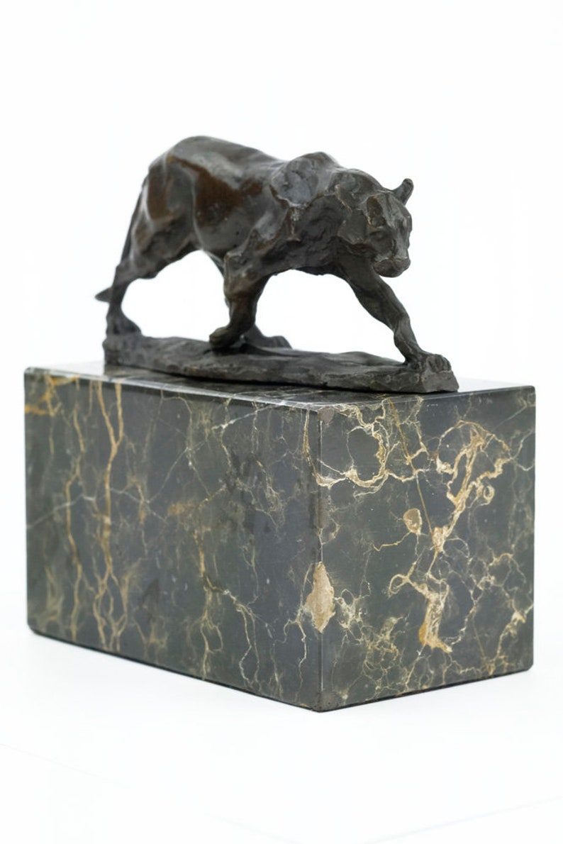 Statue de panthère en bronze Figurine d'art animalier Sculpture de panthère en bronze Statue de panthère de chasse Sculpture d'art animalier en bronze Sculpture animalière image 4