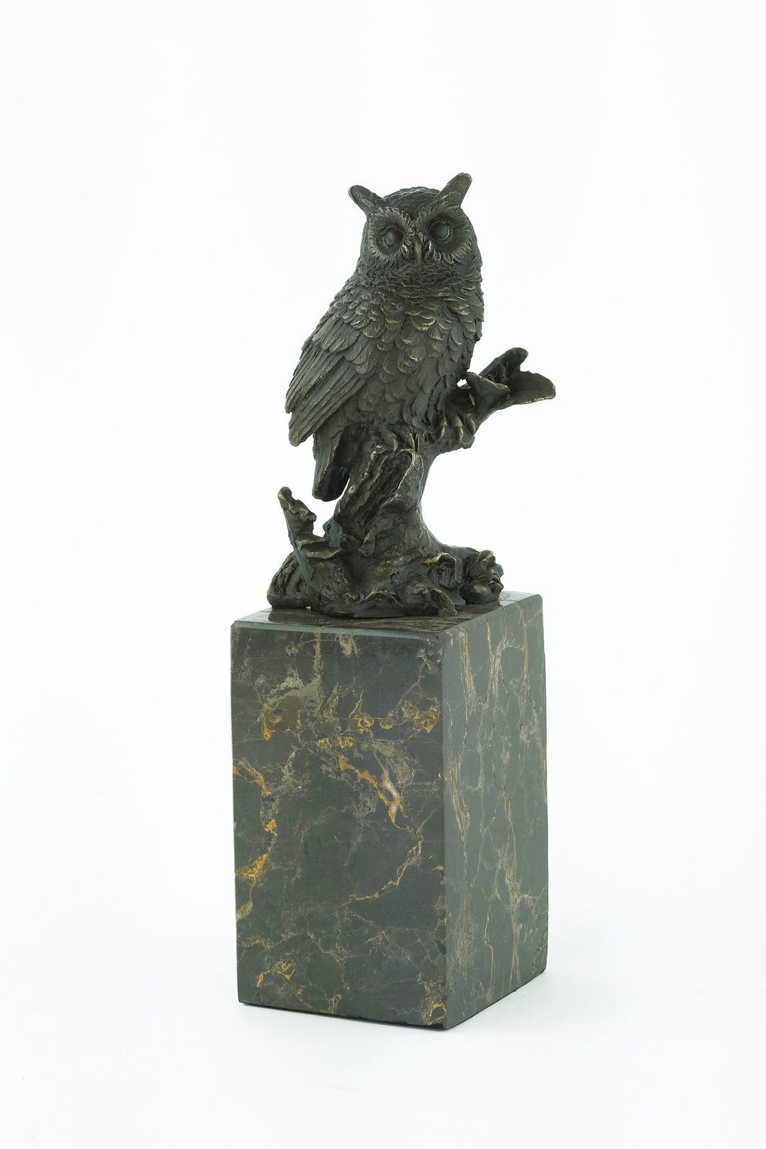 Bronze Owl Sculpture Animal Art Figurine Owl on Branch Bronze Etsy