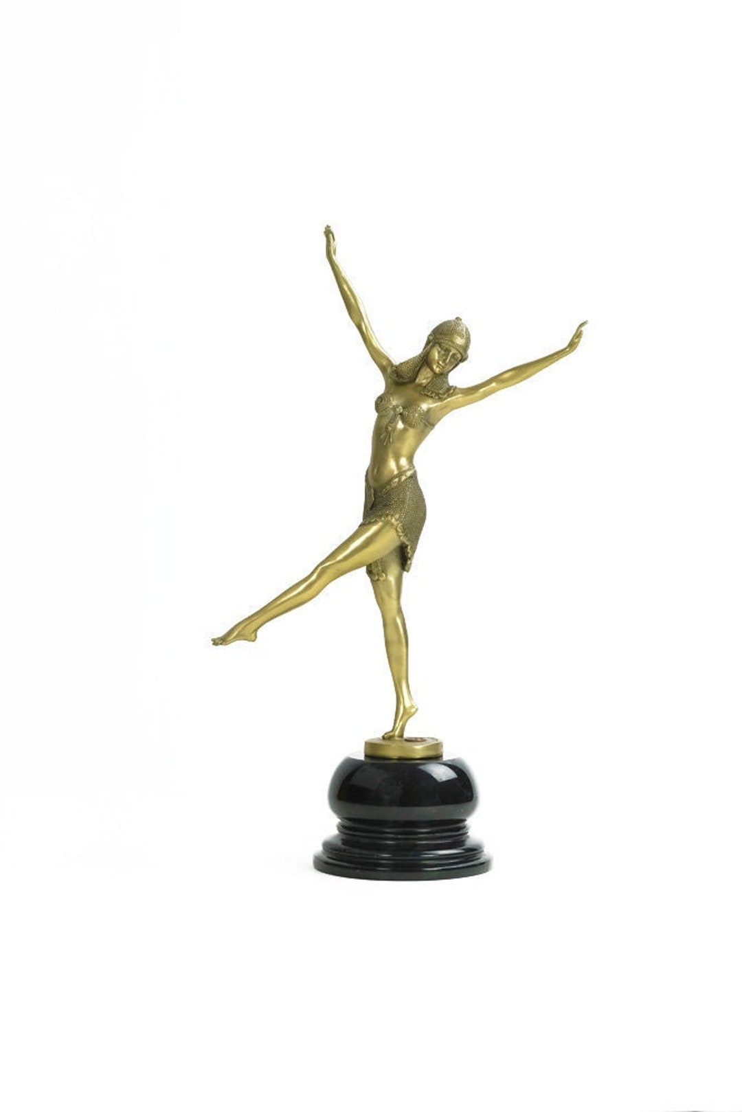 Bronze Dancer Statue Art Deco Dancing Female Figurine Bronze Sculpture