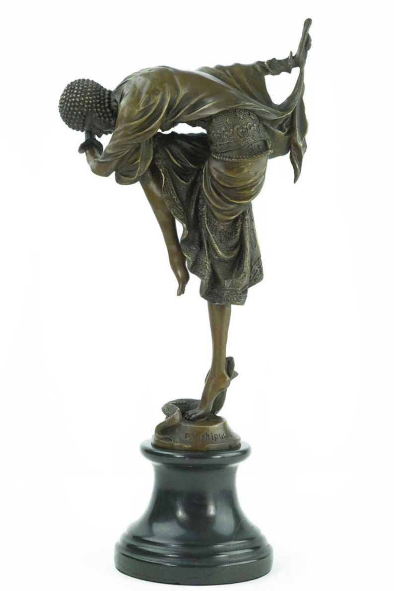 Escultura de bailarina de bronce estilo Art Deco Bailarina de serpiente Chiparus Estatua de bronce Estatua de bronce Art Deco Bailando Mujer Art Deco Bronce Mujer imagen 5