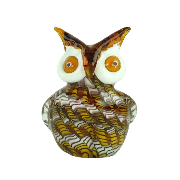 Glass Owl Sculpture in Murano Style Italian Design Sculpture Owl Lovers Gift Glass Owl Statue Owl Decoration Owl Art Figurine Italian Art