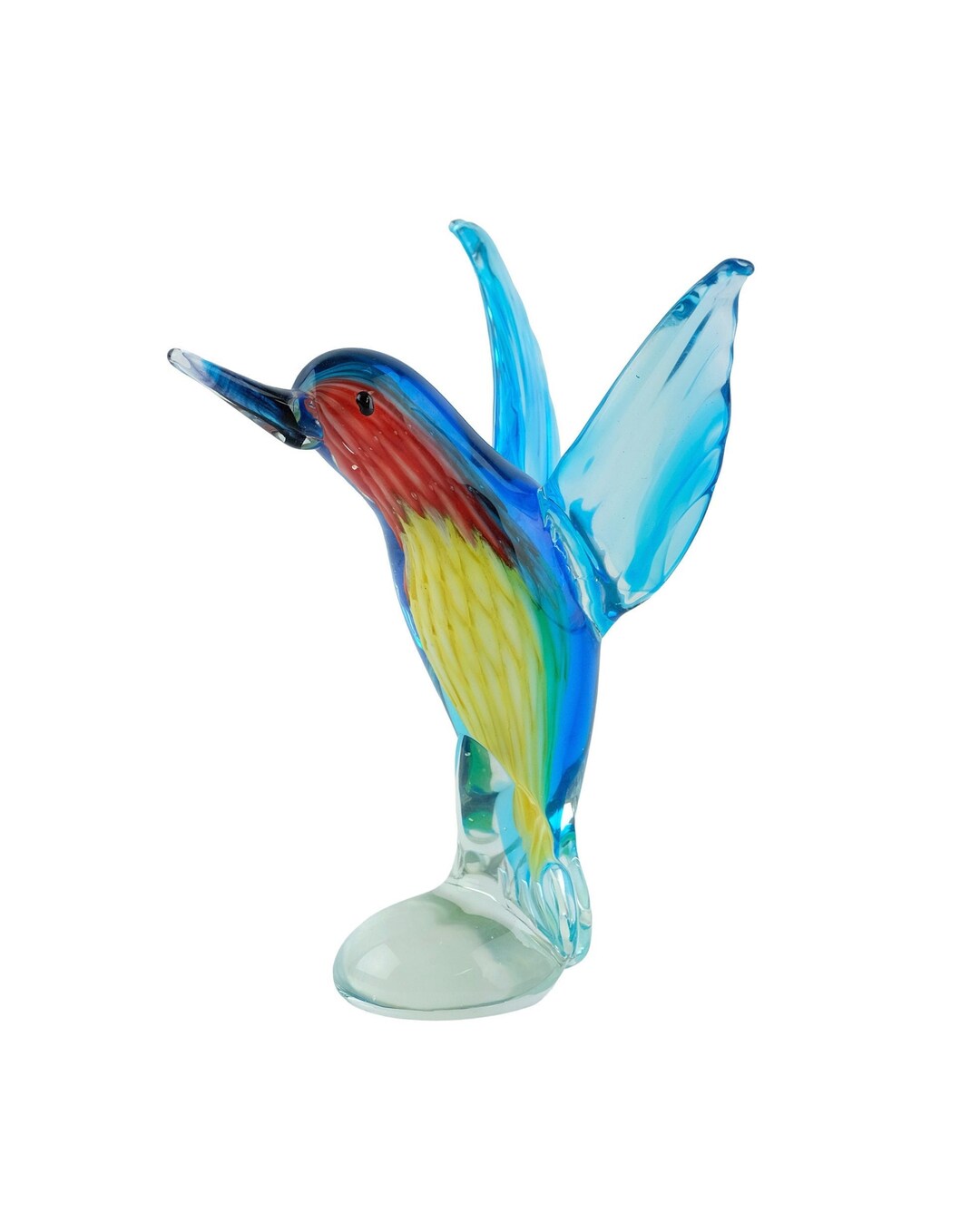 Murano Glass Hummingbird Sculpture Colourful Bird Statue Italian Glass