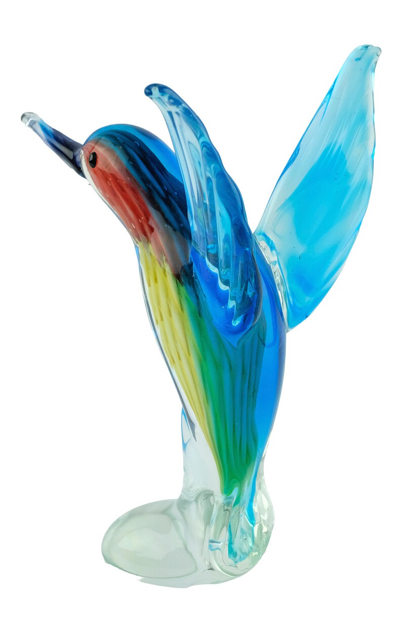 Murano Glass Hummingbird Sculpture Colourful Bird Statue Etsy