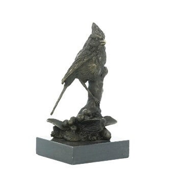 Bronze Bird Statue Cardinal Bird Sculpture in Bronze Animal Figurine Bird on Branch Bronze Bird Sculpture Songbird Art Figurine Bird Gift