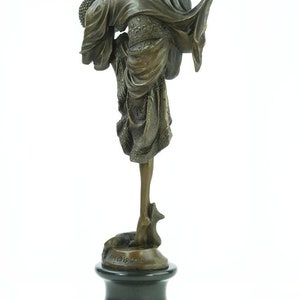 Escultura de bailarina de bronce estilo Art Deco Bailarina de serpiente Chiparus Estatua de bronce Estatua de bronce Art Deco Bailando Mujer Art Deco Bronce Mujer imagen 6