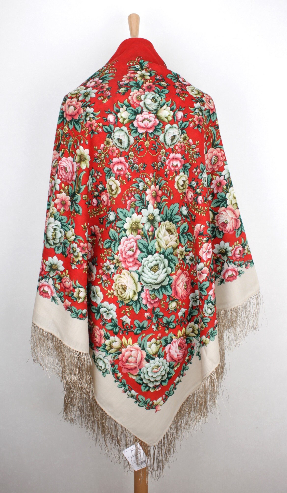 NIEUW MET LABELS Vrouwen Authentieke Originele Pavlovo Posad Sjaal 146x146 cm 57x57 inch Bloemen Warm Zacht 100% Wol Russische sjaal Wikkel Cadeau 1953-5