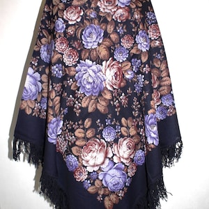 NEW WITH TAGS Women's Authentic Original Pavlovo Posad Shawl 146x146 cm 57x57" Floral Warm Soft 100% Wool russian scarf Wrap Gift 1458-14