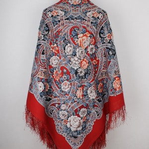 NEW WITH TAGS Women's Authentic Original Pavlovo Posad Shawl 146x146 cm 57x57" Floral Warm Soft 100% Wool russian scarf Wrap Gift 1912-5