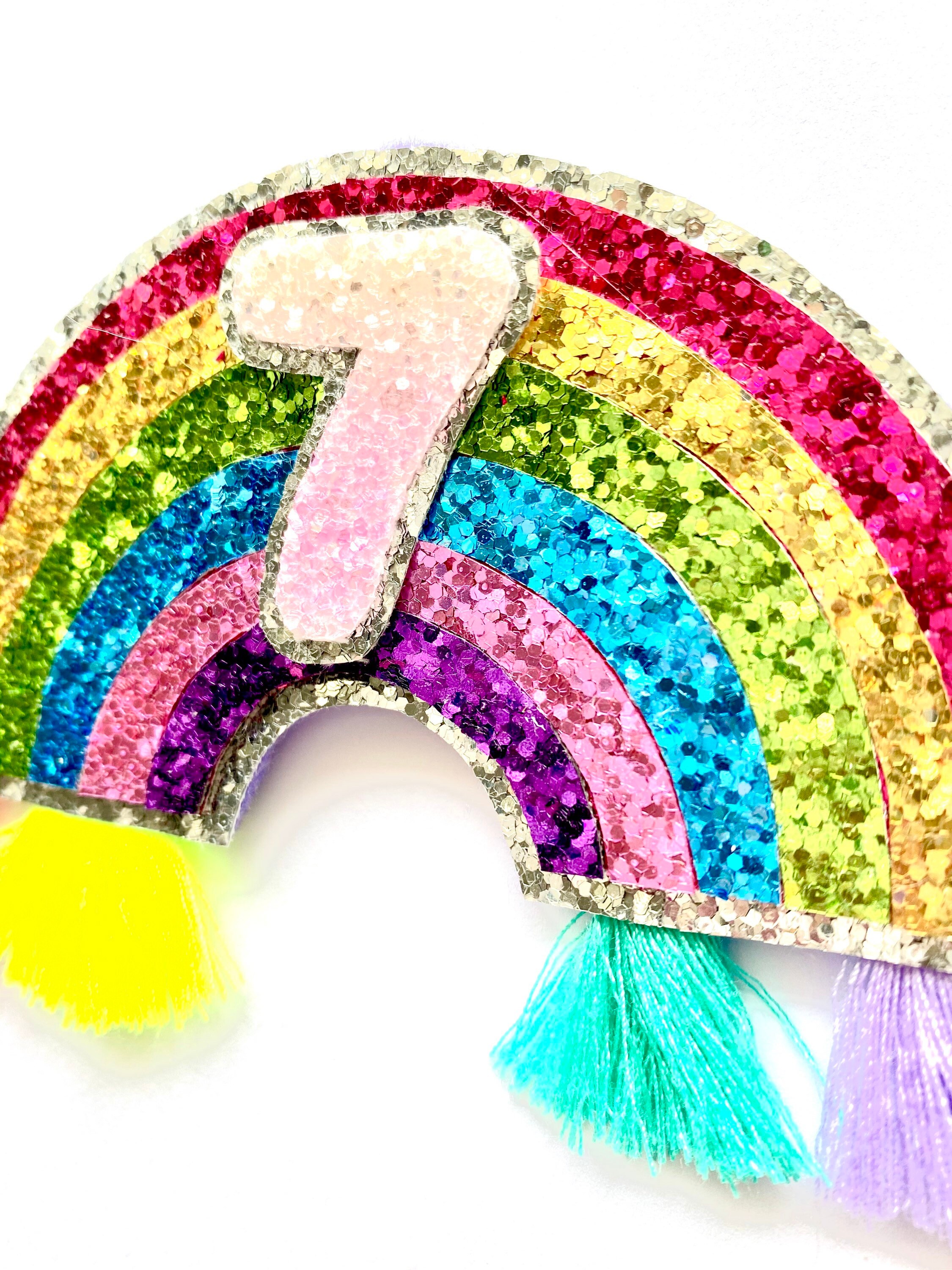 Super Sparkly Rainbow Birthday Badge With Tassels | Etsy