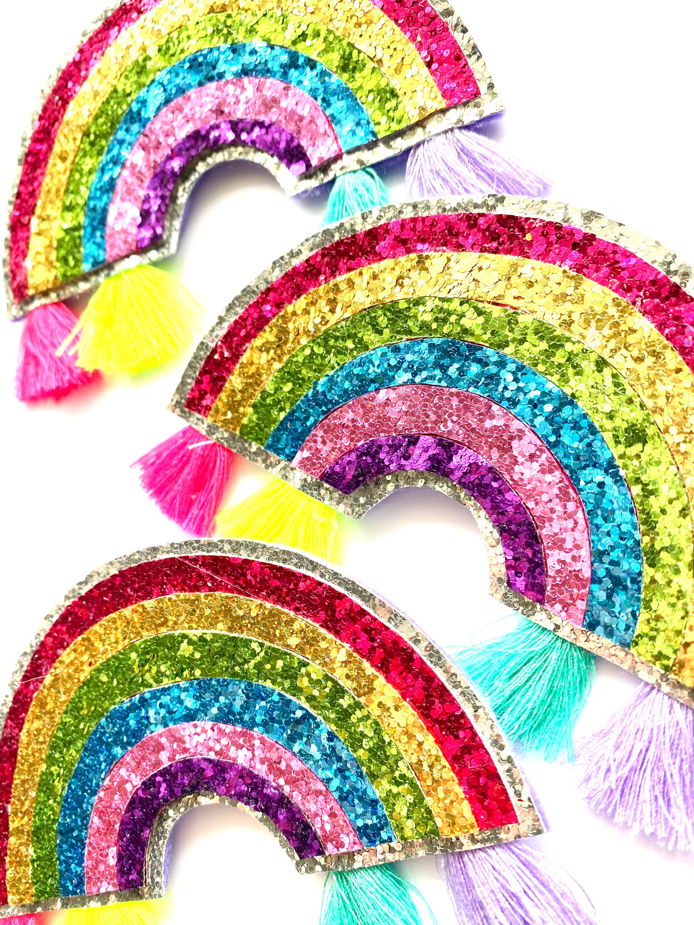 Super Sparkly Rainbow Birthday Badge With Tassels | Etsy