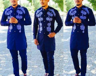 Fantastisk Dashiki Broderad Svit, Afrikanska Herrkläder, Tvådelad Kostym, Beställningssydd Afrikansk Herrmode, Svit För Speciella Tillfällen, Dashiki