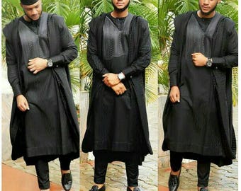 Atemberaubende traditionelle afrikanische Agbada, 3-teiliges Set, afrikanische Herrenbekleidung auf Bestellung, afrikanische Mode. Afrikanisches Agbada Set, Hochzeitskleidung