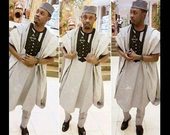 Spezielle traditionelle afrikanische Agbada, drei Stück Agbada, maßgeschneiderte afrikanische Kleidung für Männer, afrikanische traditionelle Kleidung, afrikanischer Stil