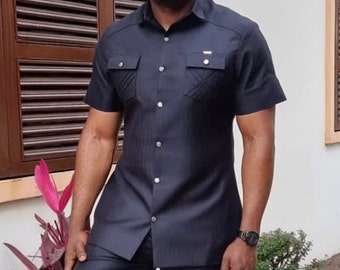READYMADE♡ AFRICAN SHIRT - TYPE:D African Men Clothing, Dashiki Shirt, African Suit, Safari