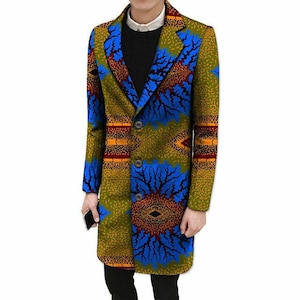 African Men's Clothing,Winter Collection, African Print Winter Jacket, Made to order, Men's Clothing,African Style, Long Jacket,Winter Coat