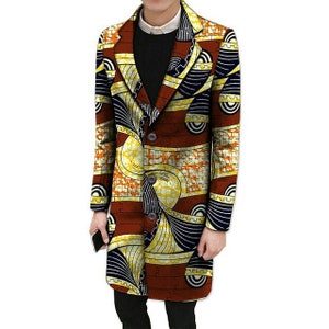 African Men's Clothing,Winter Collection, African Print Winter Jacket, Made to order, Men's Clothing,African Style, Long Jacket,Winter Coat