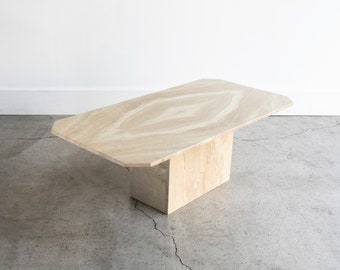 Italian Travertine Coffee Table Diamond Pattern Made in Italy Stone International |  1970