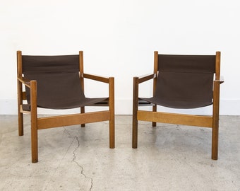 SOLD | Vintage 1960's Michel Arnoult Roxinho Sling Lounge Chairs Mobilia Contemporanea (Frames only - custom upholstery available)