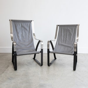 Vintage Salvatore Bevelacqua Machine Age, McKay Craft Cantilevered Sling Lounge Chairs circa 1930s image 1