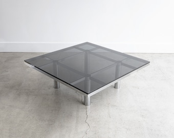 Vintage Knoll André Smoked Glass Low Table by Tobia Scarpa & Afra circa 1970s
