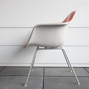 SOLD Vintage Eames Orange Red DAH Vinyl Padded Cream White Fiberglass Herman Miller Armchair image 2