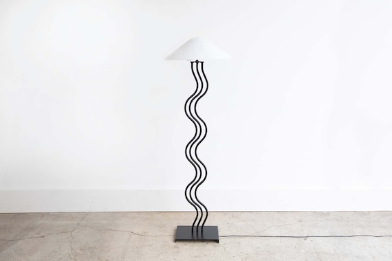 SOLD 1980s Postmodern Squiggle Floor Lamp Memphis Style Wave by
