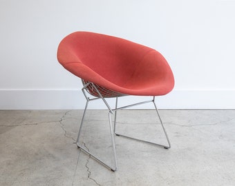 Vintage 1970's Knoll Bertoia Diamond Lounge Chair in Original Muted Orange Upholstery