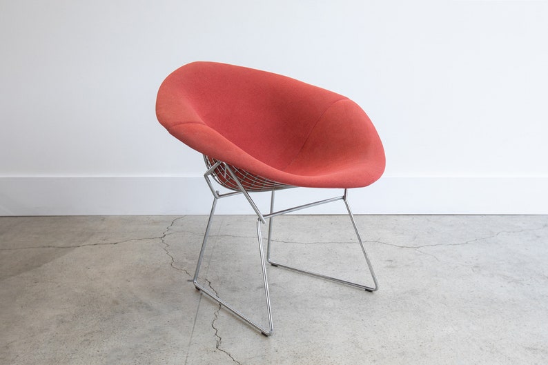 Vintage 1970's Knoll Bertoia Diamond Lounge Chair in Original Muted Orange Upholstery image 1