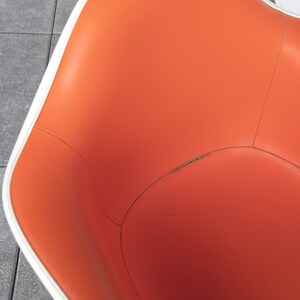 SOLD Vintage Eames Orange Red DAH Vinyl Padded Cream White Fiberglass Herman Miller Armchair image 4