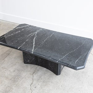 Vintage Postmodern Dark Serpentine Italian Marble Coffee Table Black, Gray, Muted Green, White image 3