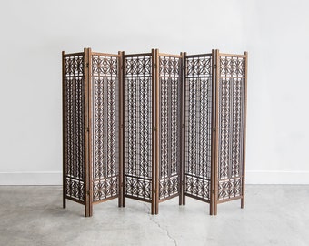 1960's Mid-Century Modern Teak Shoji Six-Panel Folding Room Divider | Kumiko | MCM | Japanese Design