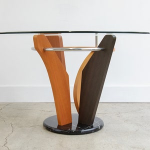 1980s Vintage Memphis Peter Shire Style Glass Top Dinning Table With Black Marble Base image 3