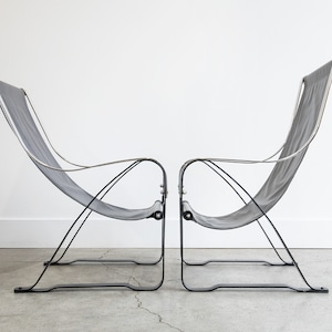 Vintage Salvatore Bevelacqua Machine Age, McKay Craft Cantilevered Sling Lounge Chairs circa 1930s image 2