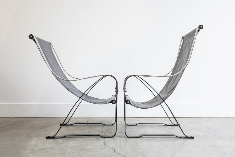 Vintage Salvatore Bevelacqua Machine Age, McKay Craft Cantilevered Sling Lounge Chairs circa 1930s image 2