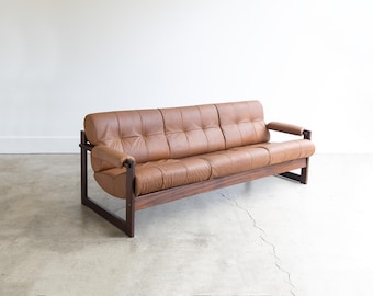 Percival Lafer MP-167 Three Seat Sofa Brazilian Rosewood & Original Leather | c. 1960