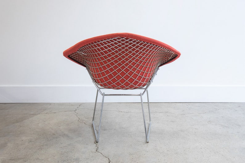 Vintage 1970's Knoll Bertoia Diamond Lounge Chair in Original Muted Orange Upholstery image 3