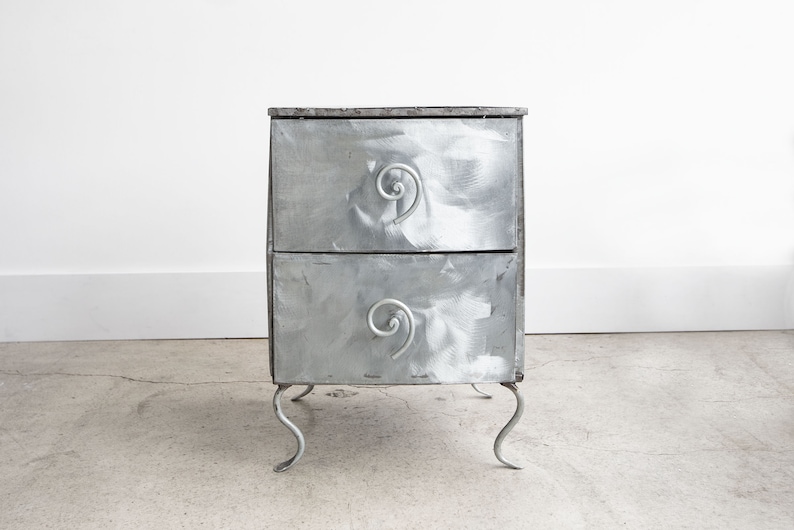 80s Postmodern Memphis Style Solid Metal Nightstand Vintage Etsy