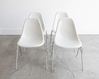 SOLD | Eames for Herman Miller DSS White Fiberglass Shell Dinning Chairs | 1960