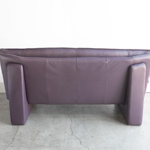 SOLD Vintage Postmodern Nicoletti Salotti Italian Leather Settee Loveseat circa 1980 Muted Purple image 4