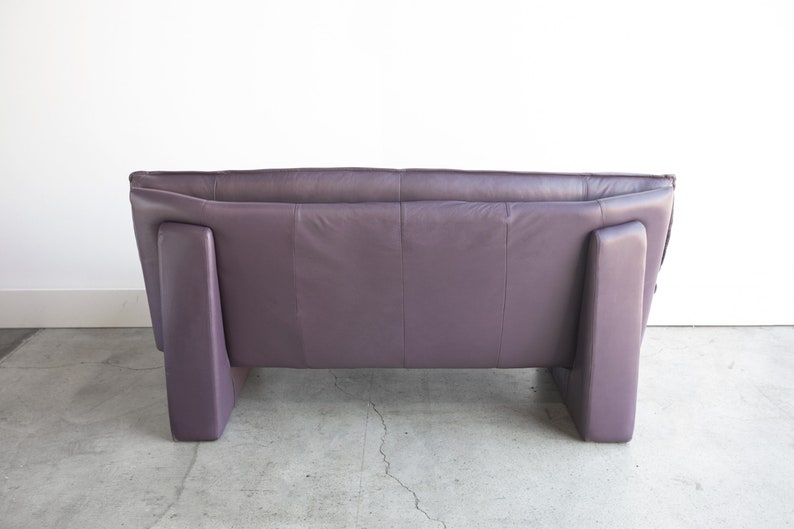 SOLD Vintage Postmodern Nicoletti Salotti Italian Leather Settee Loveseat circa 1980 Muted Purple image 4