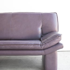 SOLD Vintage Postmodern Nicoletti Salotti Italian Leather Settee Loveseat circa 1980 Muted Purple image 5