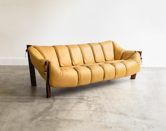 Vintage Percival Lafer MP-211 Three Seat Sofa in Original Leather | Circa 1960