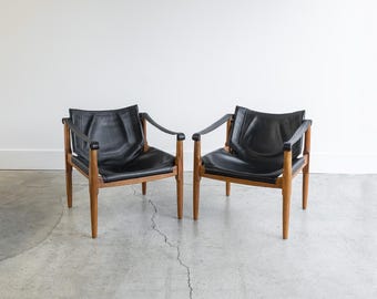 SOLD | Vintage Brown Saltman Leather Lounge Chairs | Douglas Heaslett, 1960s - Set of 2