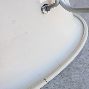 SOLD 70s Vintage Eames for Herman Miller Fiberglass Naugahyde Shell Arm Chair Padded H-base DAH chair Dark Blue image 6