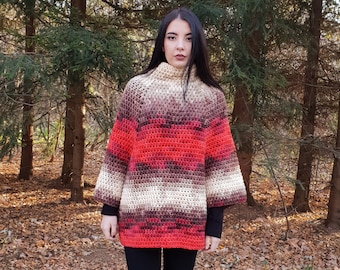 The Kimora Poncho Easy Chunky Crochet Pattern PDF Winter Cape Design DIY