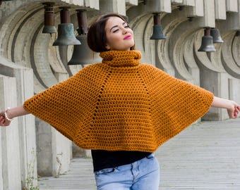The Alessa Poncho PDF Easy Pattern Winter Chunky Crochet Design for Ladies DIY